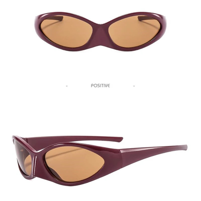 DRAVEN — Burgundy Cat Eye Sunglasses – Reflective Punk Luxury Shades