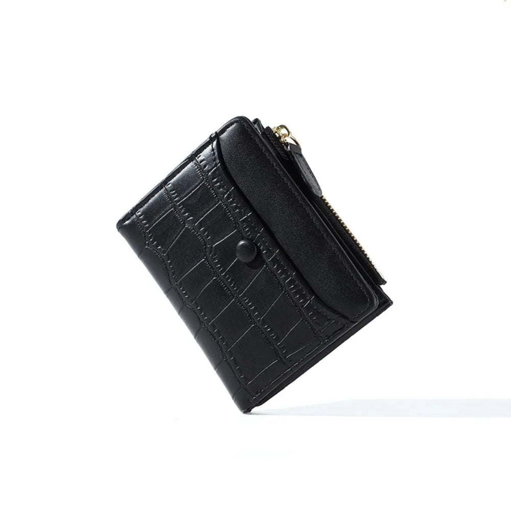 DRAVEN — Crocodile Pattern PU Leather Wallet Short Large Capacity