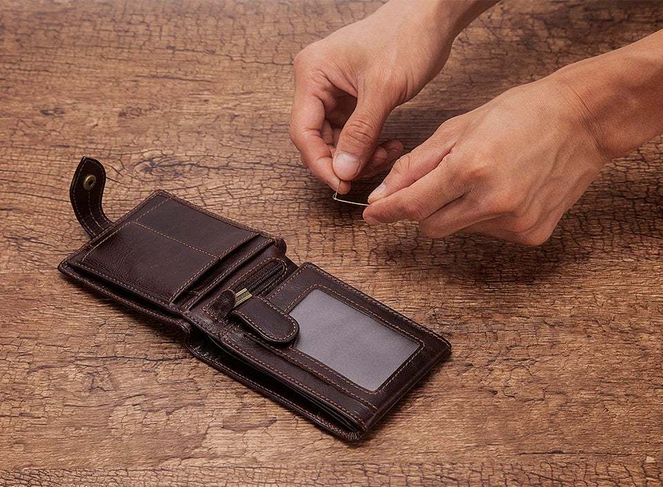 DRAVEN — Genuine Leather Slim Wallet Men Minimalist RFID Design