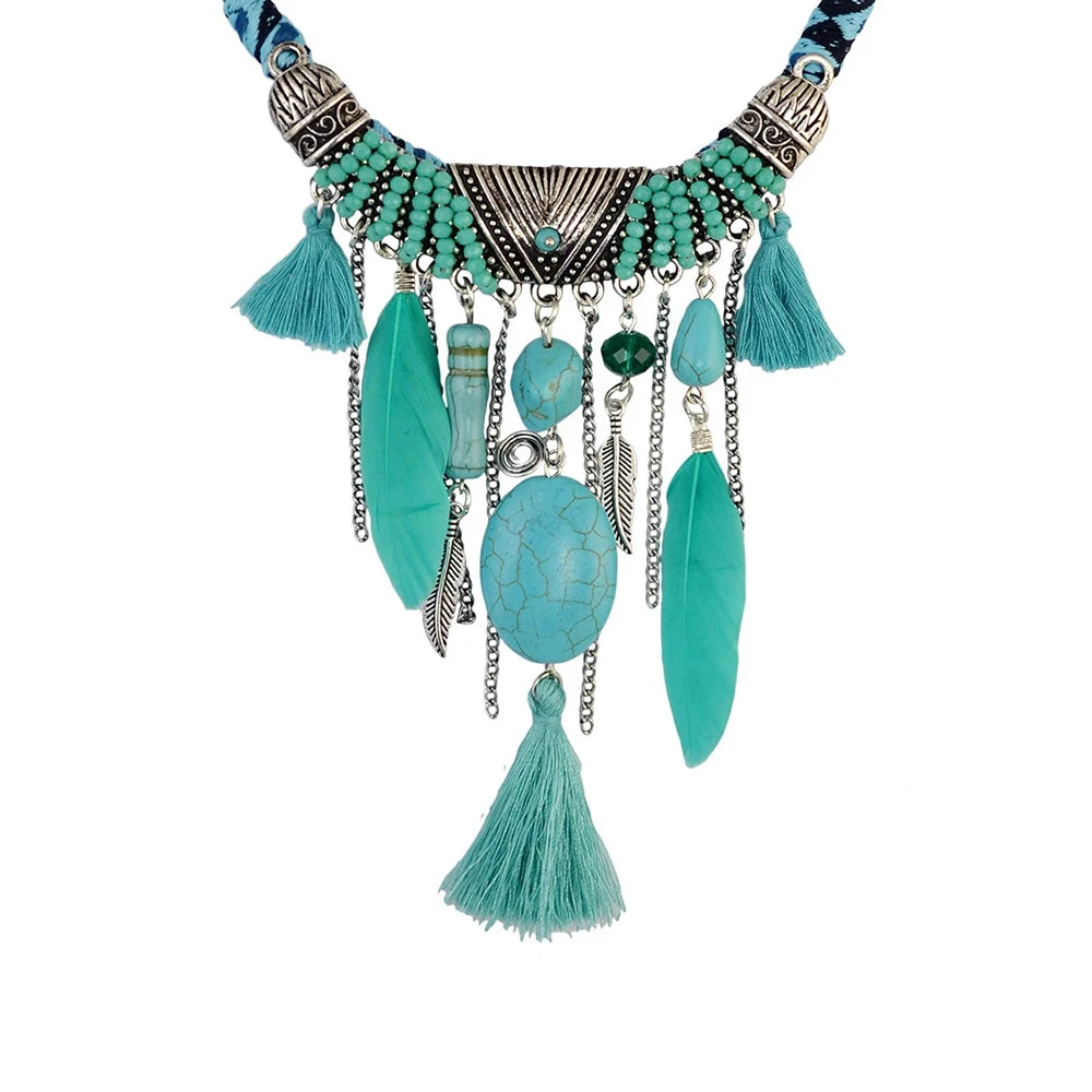 DRAVEN — Vintage Turquoise Bohemian Necklace – Unique Ethnic Design for Parties