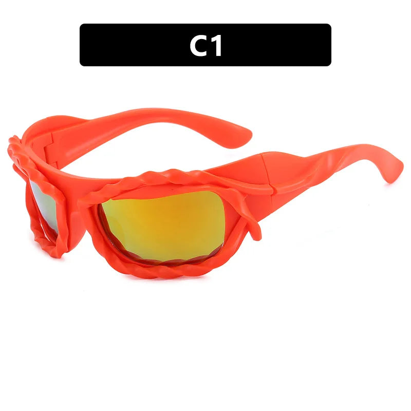 DRAVEN — Y2K Twisted Sunglasses – Silver Retro 2000’s Luxury Shades