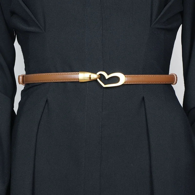 DRAVEN — Luxury Leather Belt Women Heart Buckle Elegant Design