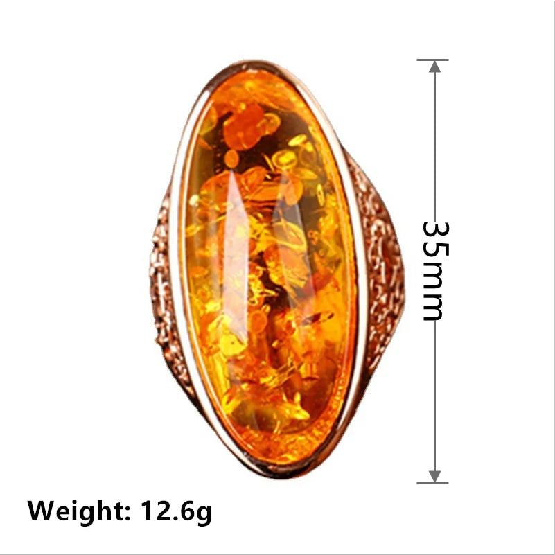DRAVEN — Golden Oval Amber Ring