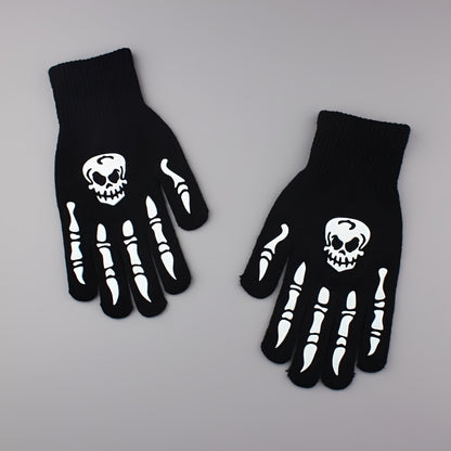 Glow-in-the-Dark Skeleton Gloves – Unisex Winter Street Style