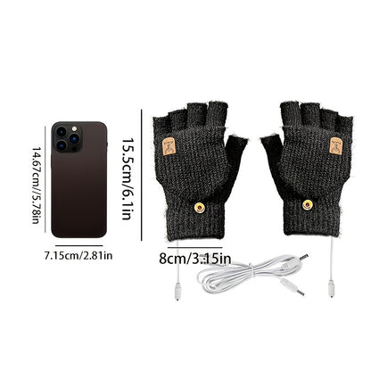 USB Heated Fingerless Gloves – Knitted Winter Tech Style – Elegant Men's Accessory | Accessorio Uomo Elegante
