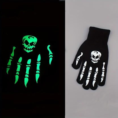 Glow-in-the-Dark Skeleton Gloves – Unisex Winter Street Style