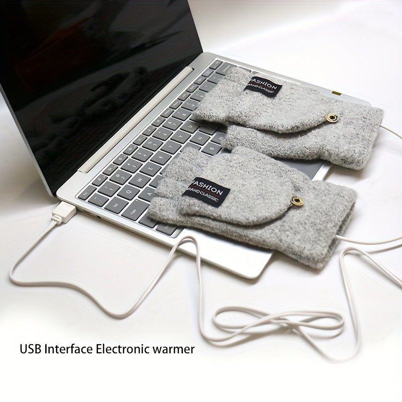 USB Heated Fingerless Gloves – Knitted Winter Tech Style – Elegant Men's Accessory | Accessorio Uomo Elegante