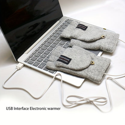 USB Heated Fingerless Gloves – Knitted Winter Tech Style – Elegant Men's Accessory | Accessorio Uomo Elegante