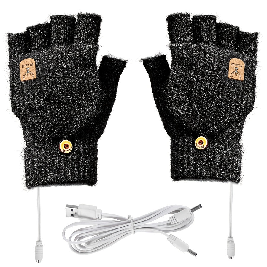 DRAVEN — USB Heated Fingerless Gloves – Knitted Winter Tech Style