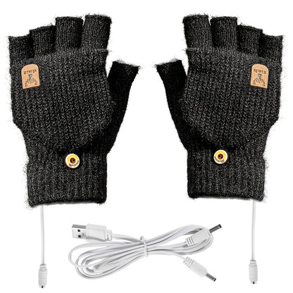 USB Heated Fingerless Gloves – Knitted Winter Tech Style – Elegant Men's Accessory | Accessorio Uomo Elegante