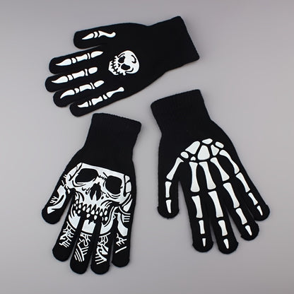 Glow-in-the-Dark Skeleton Gloves – Unisex Winter Street Style