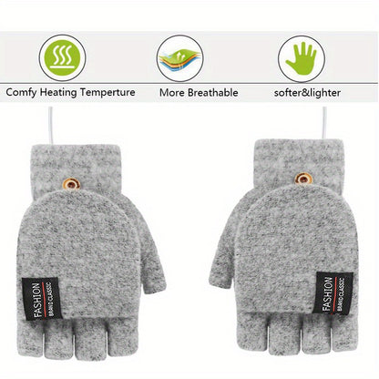 USB Heated Fingerless Gloves – Knitted Winter Tech Style – Elegant Men's Accessory | Accessorio Uomo Elegante