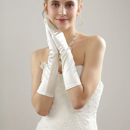 White Satin Dress Gloves – Elegant Bridal Wedding Style – Elegant Men's Accessory | Accessorio Uomo Elegante