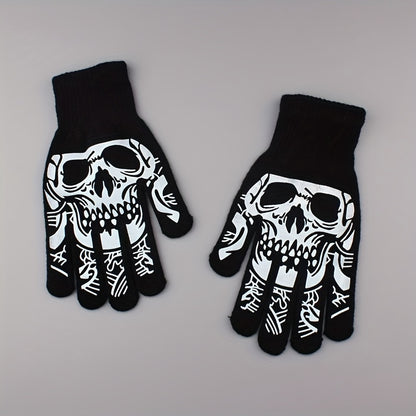 Glow-in-the-Dark Skeleton Gloves – Unisex Winter Street Style