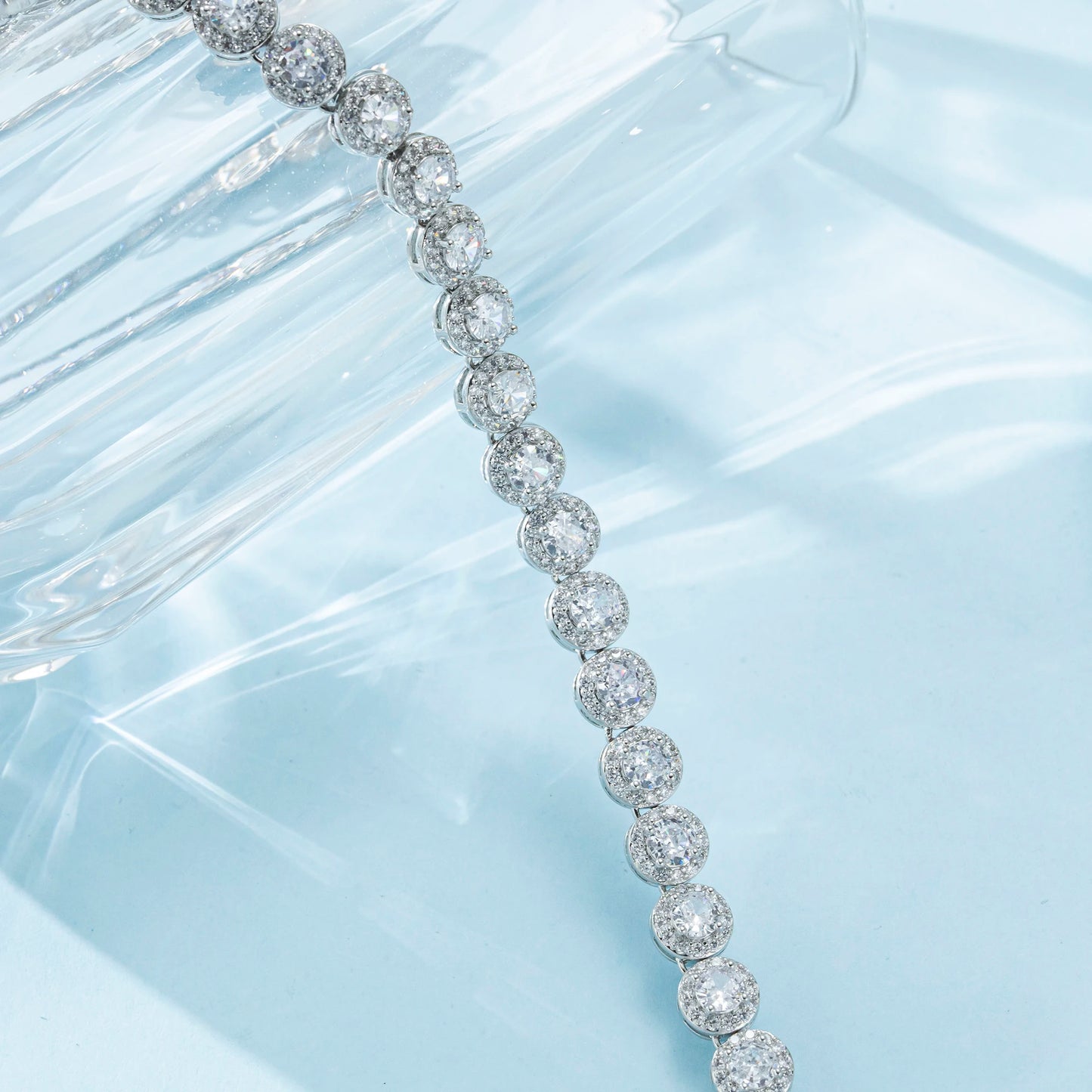 DRAVEN — Silver White Gold Plated Tennis Necklace – Full Zircon Moissanite Chain for Men and Women