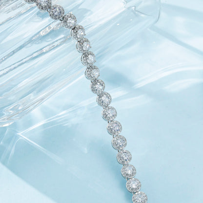 Silver White Gold Plated Tennis Necklace – Full Zircon Moissanite Chain for Men and Women