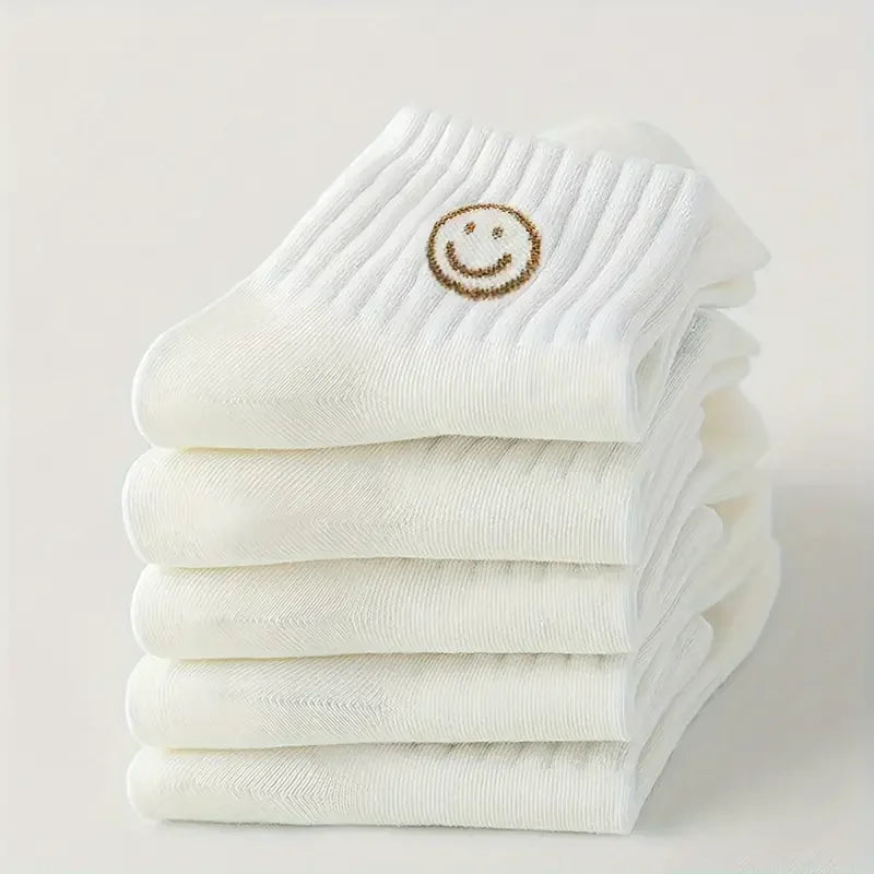 DRAVEN — Cartoon Face Short Socks – 5 Pairs Unisex Street Style