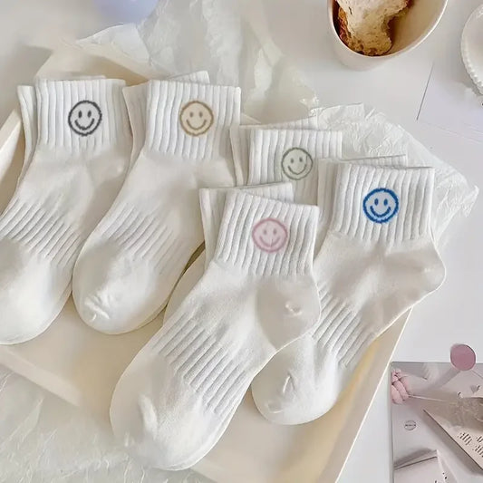 DRAVEN — Cartoon Face Short Socks – 5 Pairs Unisex Street Style — Socks | DRAVEN