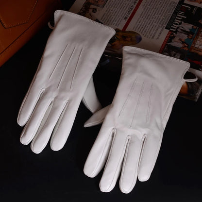 White Leather Gloves – Men’s Elegant Performance Style