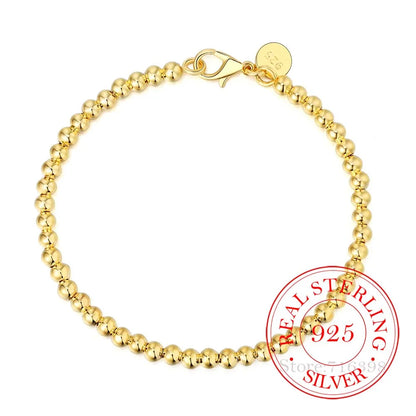 4MM Sterling Silver Beaded Bracelet – Elegant Men's Accessory | Accessorio Uomo Elegante