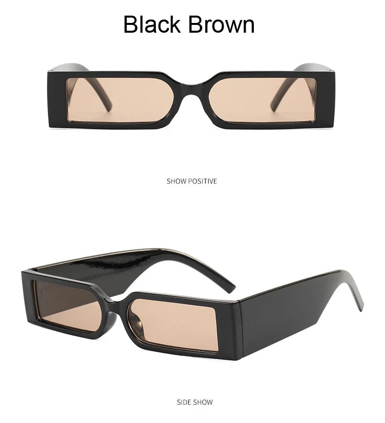 DRAVEN — Black Rectangle Sunglasses – Small Frame Vintage Designer Shades