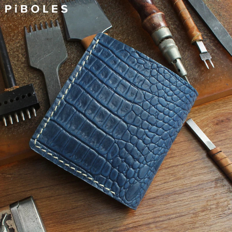 Handmade Genuine Leather Bifold Wallet Unisex Short Card Holder – Elegant Men's Accessory | Accessorio Uomo Elegante