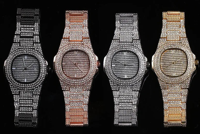 Eternal Glow – Unisex Crystal-Accented Stainless Steel Watch – Elegant Men's Accessory | Accessorio Uomo Elegante