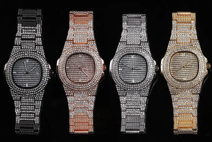 Eternal Glow – Unisex Crystal-Accented Stainless Steel Watch – Elegant Men's Accessory | Accessorio Uomo Elegante