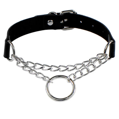 Black Layered PU Leather Choker – Gothic Punk Necklace for Men and Women