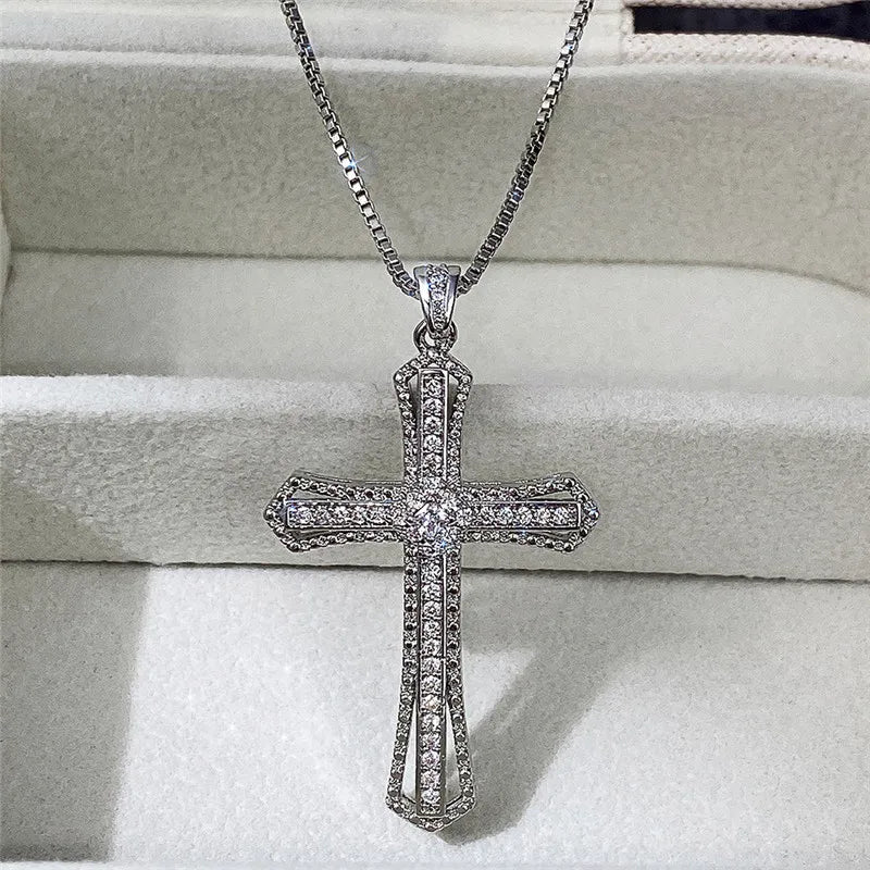 DRAVEN — CZ Stone Cross Necklace – Luxury Silver Jewelry for Women