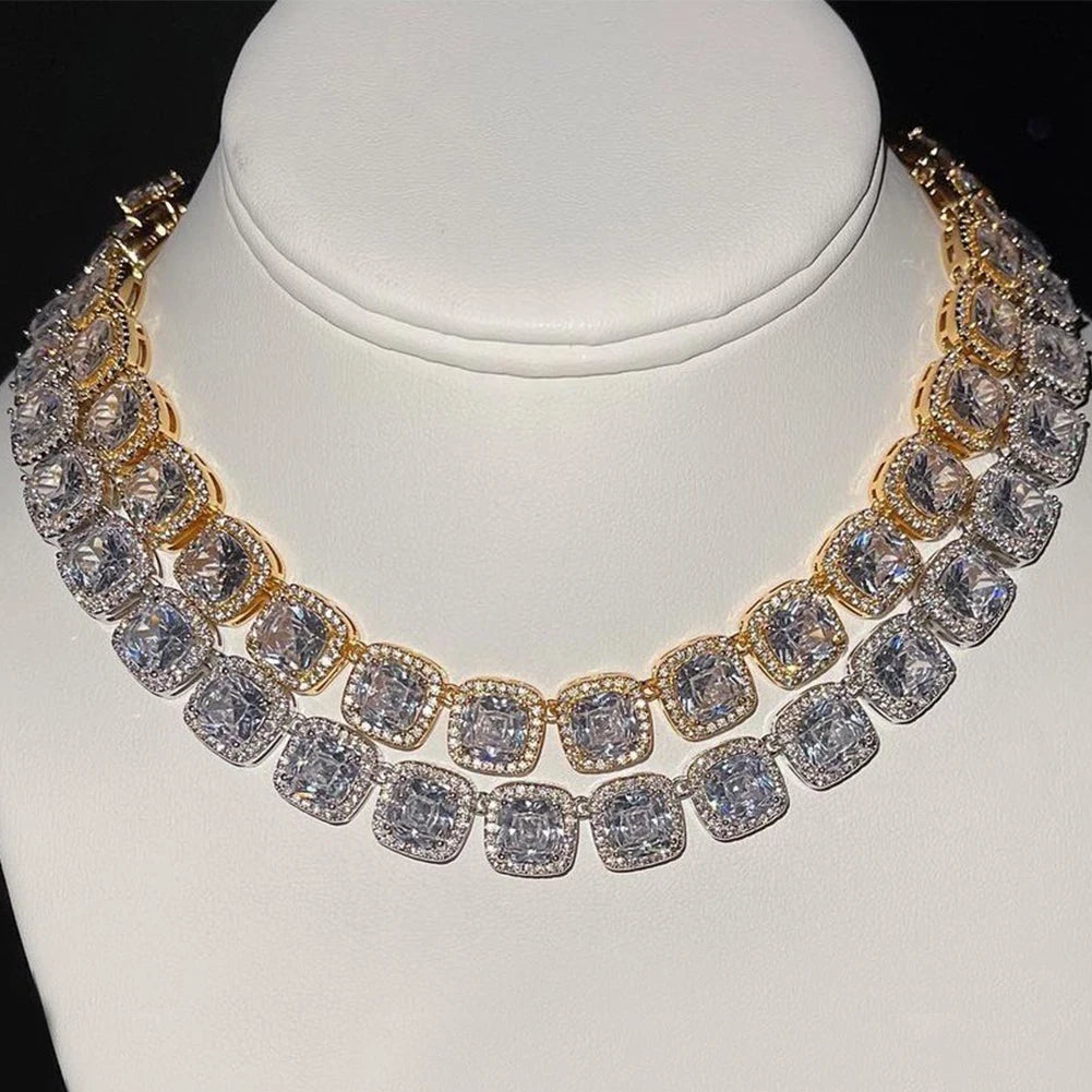 Cluster Tennis Chain Choker – High-Polish Statement Necklace – Elegant Men's Accessory | Accessorio Uomo Elegante