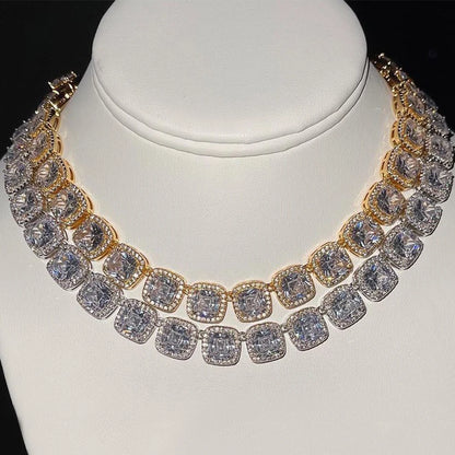 Cluster Tennis Chain Choker – High-Polish Statement Necklace – Elegant Men's Accessory | Accessorio Uomo Elegante