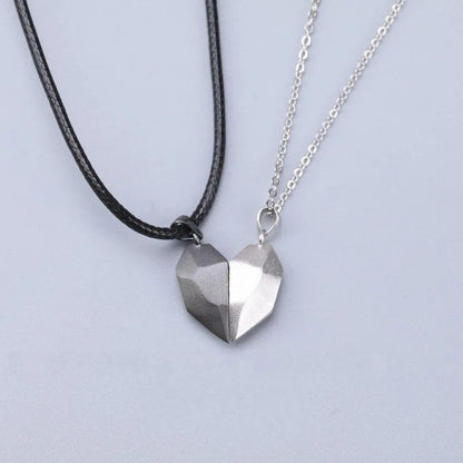 Magnetic Heart Couple Necklace – Gothic Punk Jewelry for Men and Women