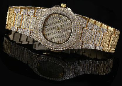 Eternal Glow – Unisex Crystal-Accented Stainless Steel Watch – Elegant Men's Accessory | Accessorio Uomo Elegante