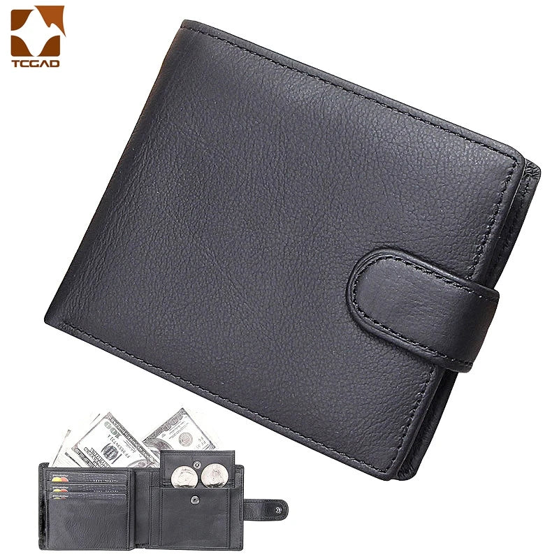 Genuine Leather Short Wallet Men Hasp Design – Elegant Men's Accessory | Accessorio Uomo Elegante