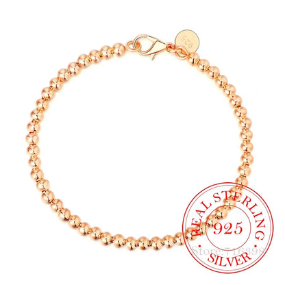 4MM Sterling Silver Beaded Bracelet – Elegant Men's Accessory | Accessorio Uomo Elegante