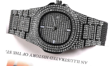 Eternal Glow – Unisex Crystal-Accented Stainless Steel Watch – Elegant Men's Accessory | Accessorio Uomo Elegante