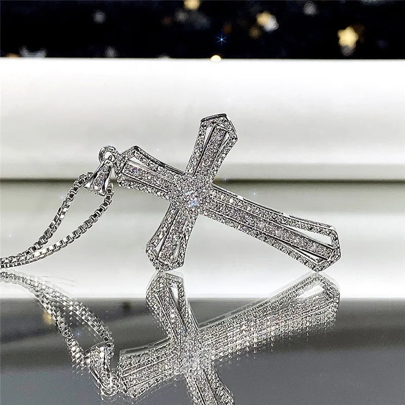 DRAVEN — CZ Stone Cross Necklace – Luxury Silver Jewelry for Women