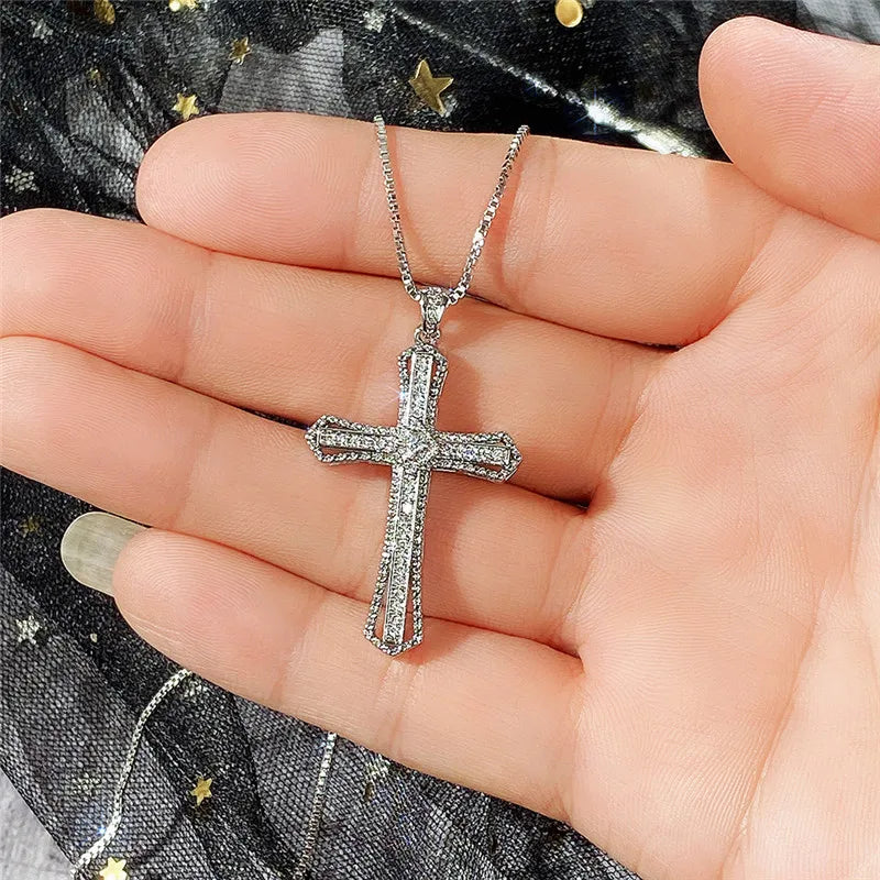 DRAVEN — CZ Stone Cross Necklace – Luxury Silver Jewelry for Women