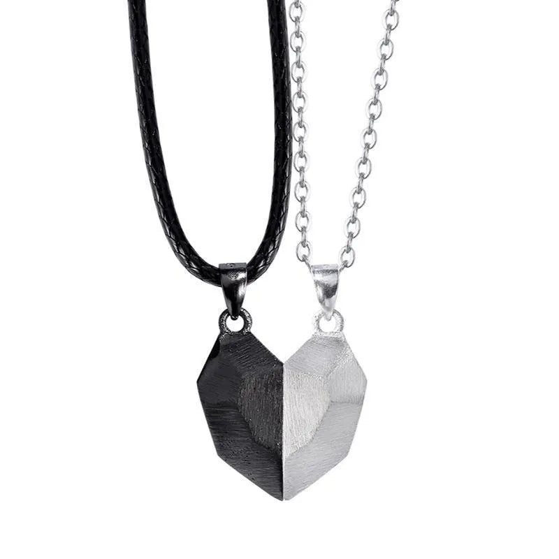 DRAVEN — Magnetic Heart Couple Necklace – Gothic Punk Jewelry for Men and Women