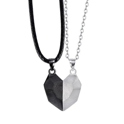 Magnetic Heart Couple Necklace – Gothic Punk Jewelry for Men and Women