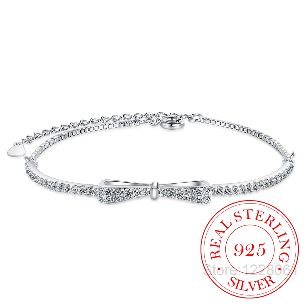 925 Sterling Silver Bowknot Tennis Bracelet – Elegant Men's Accessory | Accessorio Uomo Elegante