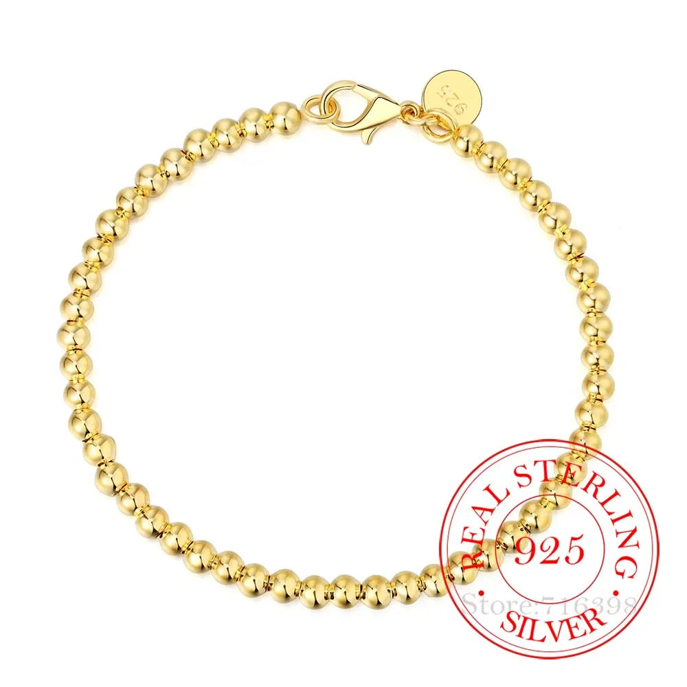 4MM Sterling Silver Beaded Bracelet – Elegant Men's Accessory | Accessorio Uomo Elegante