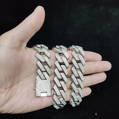 20mm Rhombus Cuban Chain Necklace – Bold Steel Statement Piece – Elegant Men's Accessory | Accessorio Uomo Elegante