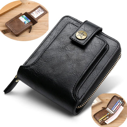 Genuine Leather Short Wallet Men Hasp Design – Elegant Men's Accessory | Accessorio Uomo Elegante