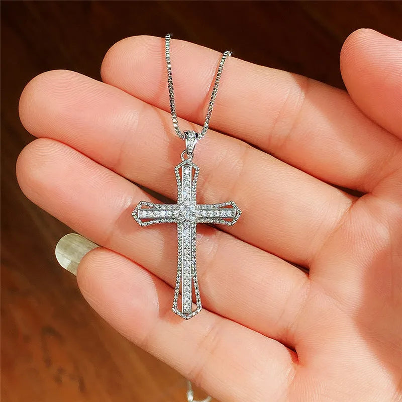DRAVEN — CZ Stone Cross Necklace – Luxury Silver Jewelry for Women