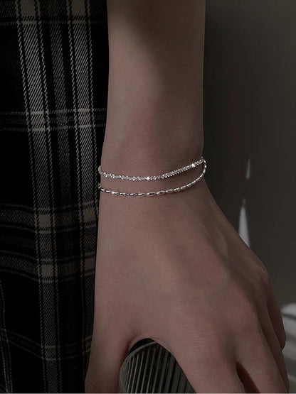 925 Sterling Silver Double Layer Beaded Bracelet – Elegant Men's Accessory | Accessorio Uomo Elegante