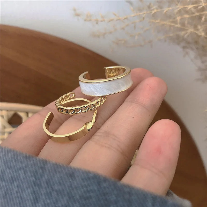 DRAVEN — Bohemian White Enamel Ring Set