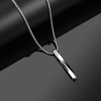 Black Rectangle Pendant Necklace – Trendy Stainless Steel Jewelry for Men – Elegant Men's Accessory | Accessorio Uomo Elegante