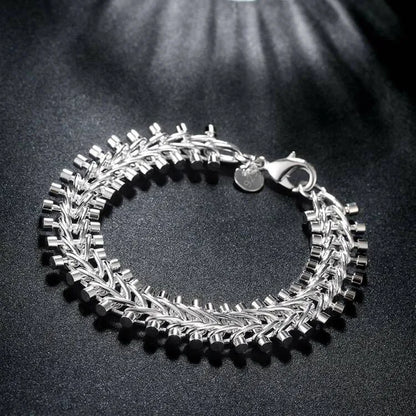 1.3CM Fishbone Sterling Silver Bracelet – Elegant Men's Accessory | Accessorio Uomo Elegante